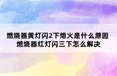 燃烧器黄灯闪2下熄火是什么原因 燃烧器红灯闪三下怎么解决